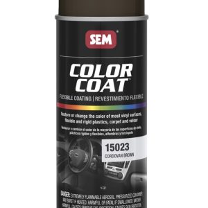 screenshot-16 - DRT Parts | Spray can of SEM Color Coat in Cordovan Brown with brown cap for automotive upholstery and plastics restoration.
