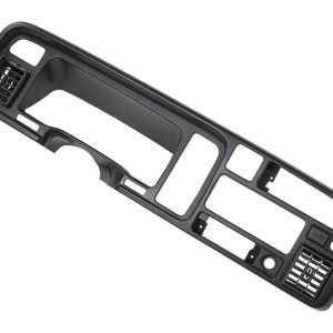 screenshot-17 - DRT Parts | Black plastic dashboard center console trim with air vents and cutouts for controls (replacement part).